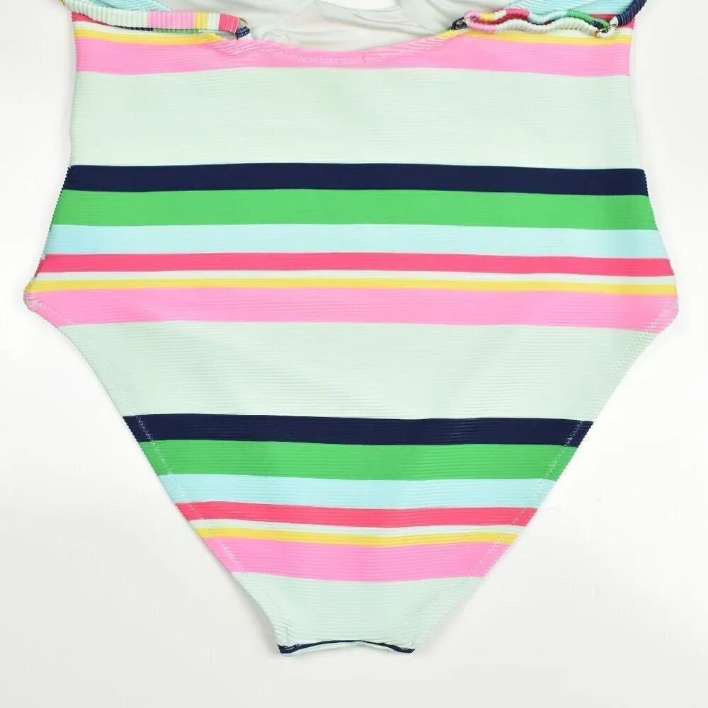Trina Turk Ribbed Rainbow Deco Stripe One Piece Swimsuit - 14 - Picture 2 of 8